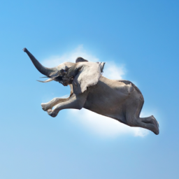 Elephant flying in sky